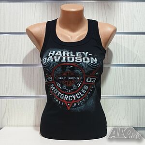 Нов дамски черен потник с дигитален печат HARLEY DAVIDSON (Харли Дейвидсън)