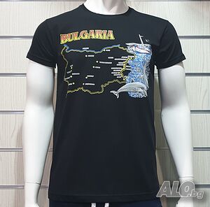 Нова мъжка тениска с трансферен печат България, Карта, Делфинче