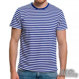 Нова мъжка моряшка тениска с класическо синьо и бяло райе