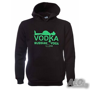 Нов мъжки забавен суичър с трансферен печат VODKA Russian yoga, водка, алкохол, Русия
