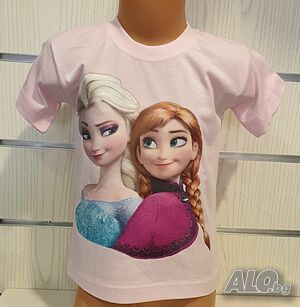 Нова детска тениска с дигитален печат Елза и Анна, Замръзналото кралство (FROZEN)