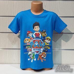 Нова детска тениска с дигитален печат PAW Patrol (Пес патрул) в син цвят
