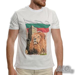 Нова мъжка национална тениска с дигитален печат на България, символите на България