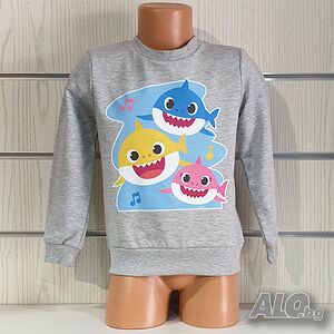 Нова детска ватирана блуза с дълъг ръкав Baby Shark