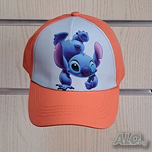 Нова детска шапка с козирка Стич (Stitch) в коралов цвят