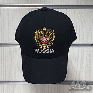 Нова шапка с козирка Русия, с Герб в черен цвят