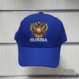 Нова шапка с козирка Русия, с Герб в син цвят