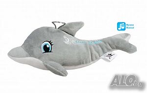 Ново плюшено делфинче с бродерия „Happy dolphin“, със звук, 38см