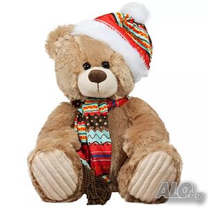 Ново плюшено Мече със шал и шапка, 32см