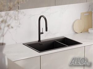 Графит кухненска гранитна мивка Осло 80 Duo Top 780x500 мм