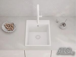 Бяла Кухненска Мивка от гранит модел Рига Easy 380 x 440 mm