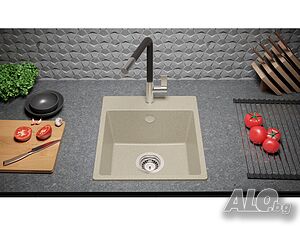 -30% ПРОМО БежоваКухненска Мивка от гранит модел Рига Easy 380 x 440 mm
