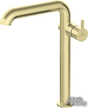 Златен висок стоящ смесител за мивка за Баня модел Silia Brushed Gold Side L BQS_R24K