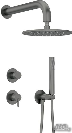 Комплект титаниев душ за вграждане тип тропически дъжд Silia Nero NQS_D9YK