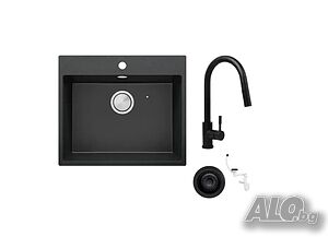 Комплект ПРОМ Мивка+Смесител+Сифон Кухненска Мивка Рига 60 XL 9700 Pro