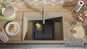 Беж Кухненска Мивка от гранит модел XXL Осло 70 Top 680 x 500 mm