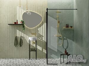 Златен душ колона тип Дъжд с термостатичен смесител Cascada Gold NAC_Z1HT