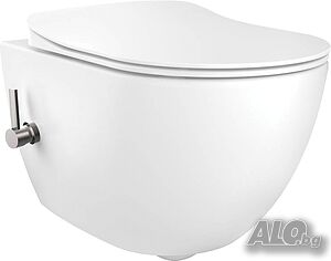 Бяла конзолна тоалетна чиния Peonia Rimless с вградено Биде и седалка CBP_6WPW