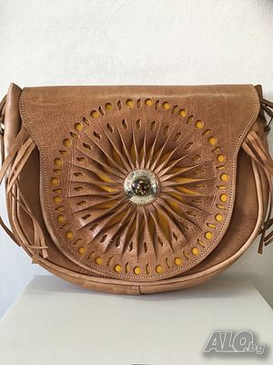 Дамска кожена чанта Слънце