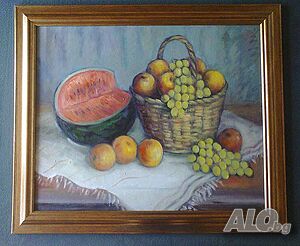 Натюрморт, маслени бои, стара картина