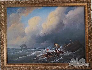 ”След бурята”, морски пейзаж, копие на стара картина от 1850г.