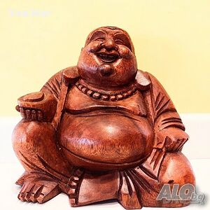 Масивна дървена фигура Буда, подарък сувенир декорация, ръчна изработка