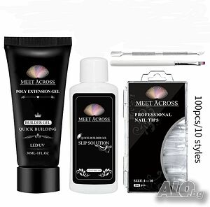Полигел, polygel за изграждане на ноктопластика, комплект за маникюр - 30 мл