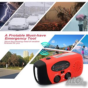 Соларно Акумулаторно радио, Power Bank, с фенер, за къмпинг Радио