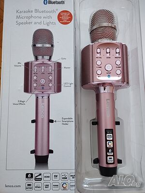 Караоке Bluetooth микрофон с говорител и светлини
