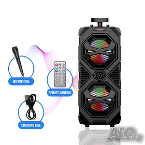 Висококачествена Тонколона с Микрофон 8х2 - Мощен Звук LED и Bluetooth