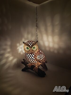Декоративен Бухал с Жив LED Пламък - Безопасна Свещ за Уют у Дома