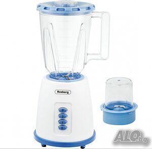 Блендер с мелничка Rosberg, 500W, 1,5L, 2 скорости+ Pulse, Бял