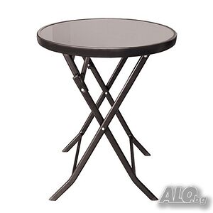 Маса Muhler D60xH74cm, сгъваема, стъклен плот