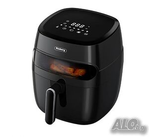 Фритюрник AirFryer, 1350W, 5.2л., LED дисплей, Горещ въздух, Таймер, до 200°C, Черен
