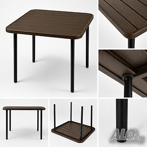 Квадратна кафява градинска маса 80×80х72 см - Стоманена конструкция и модерен дизайн