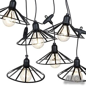 Градинска гирлянда 5.5 м с 6 декоративни LED крушки и метални абажури