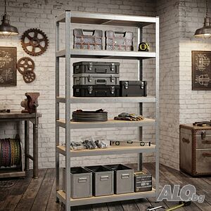 Метален стелаж с 5 рафта - 875 кг товароносимост, 180 × 90 × 30 см, сребрист