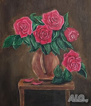 Червени рози маслена картина