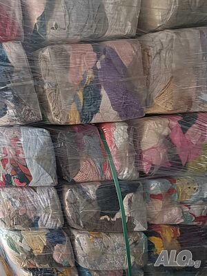 Памучни парцали 100% нарязани пакетирани в чували по 10кг.