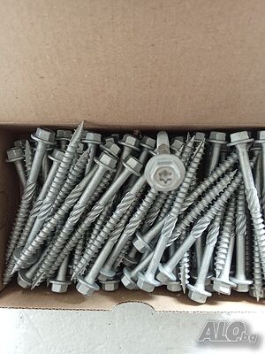 Винт, винтове дърво 6x75, шестостенна глава,TORX, шайба, връх 17, цинк-ламелно покр.75бр
