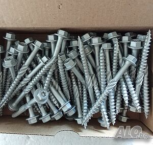 Винт, винтове дърво 6x65, шестостенна глава,TORX, шайба, връх 17, цинк-ламелно покр.75бр