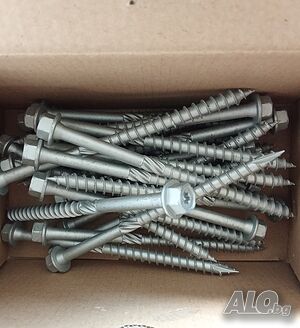 Винт, винтове дърво 8x120, шестостенна глава,TORX, шайба, връх 17, цинк-ламелно покр.25бр