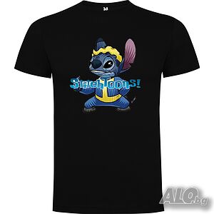Нова детска тениска с героя Стич (Stitch Toons) в черен цвят