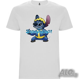 Нова детска тениска с героя Стич (Stitch Toons) в бял цвят