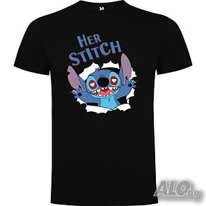 Нова детска тениска със Стич - Her Stitch в черен цвят