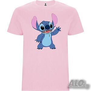 Нова сладка детска тениска с героя Стич / Stitch в розов цвят