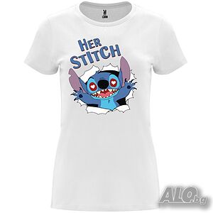 Нова дамска тениска със Стич - Her Stitch в бял цвят
