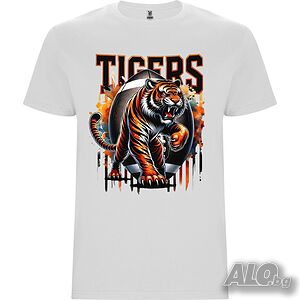 Нова детска тениска с Тигър - TIGERS в бял цвят