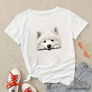 Нова детска тениска Cute Dog в бял цвят