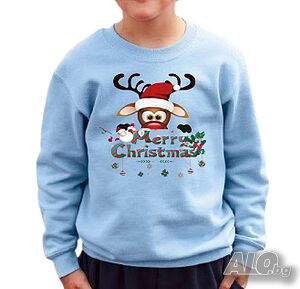 Нова детска ватирана коледна блуза Merry Christmas с Еленче